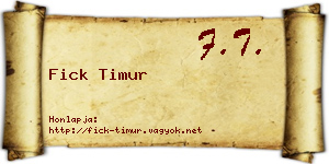 Fick Timur névjegykártya
